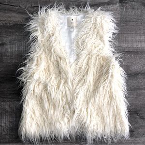 Long Hair Shag Fur Vest Ivory